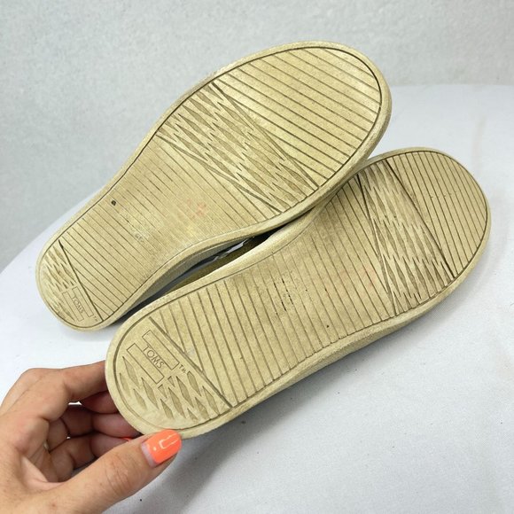 TOMS Womens 9 Avalon Olive Green Waxed Canvas Patent Linen Slip On Loafers - Picture 9 of 9